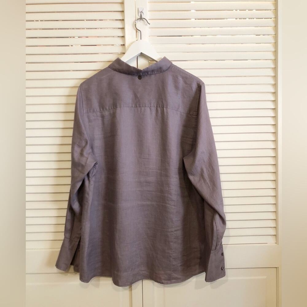 Soft Surroundings Purple Go To Linen Button Down Blouse - Picture 2 of 3